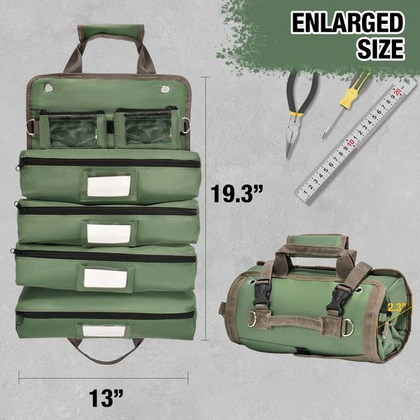 Roll Up Tool Bag With Detachable Pouches