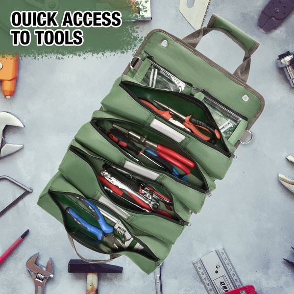 Roll Up Tool Bag With Detachable Pouches