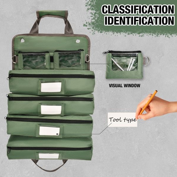 Roll Up Tool Bag With Detachable Pouches